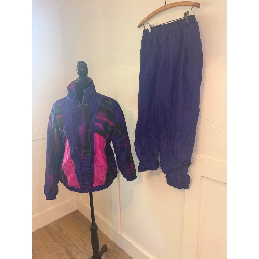 Vintage Nouveau Monde Sport PL Tracksuit Windbreaker Pant Set 80s 90s Colorblock